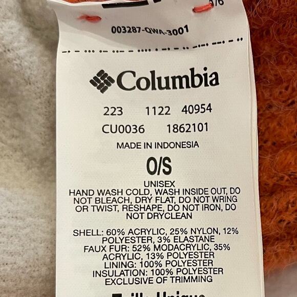 Columbia Unisex Winter Blur Pom Pom Beanie, Faded Peach, Orange, Faux Fur - Picture 5 of 5